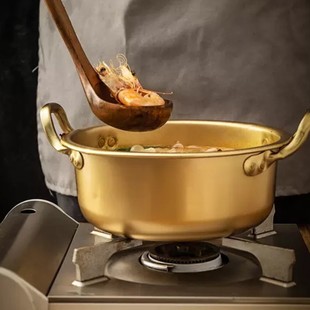 韩国进口泡面锅EXPO大酱汤锅厚正品延边发货金色小锅新品煮锅带盖