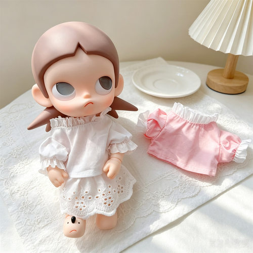 zsiga嘎子姐娃衣 粉白衬衫打底衣 10cm娃衣 6分bjd玩偶衣服