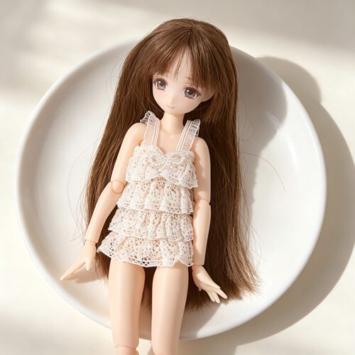 【azone光魇双生ob24/22】可爱珍珠蝶结蕾丝蛋糕裙褶皱蕾丝吊带裙