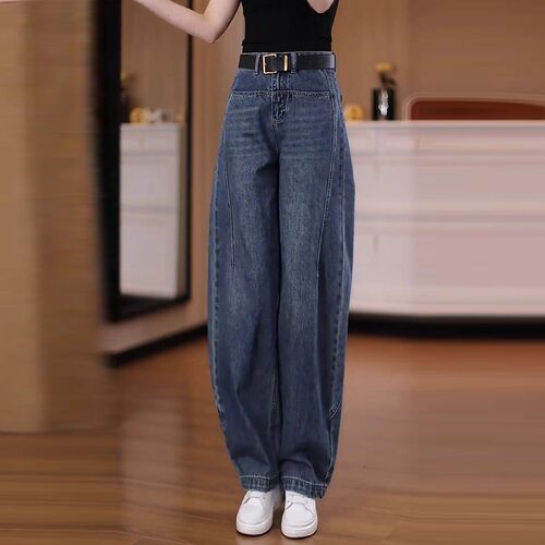 复古蓝弯刀牛仔裤女2025秋季新款