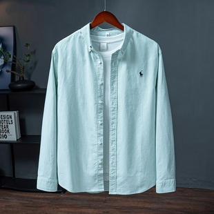 经典竖条纹刺绣长袖衬衫男2025春秋季新款高级感休闲百搭男款衬衣