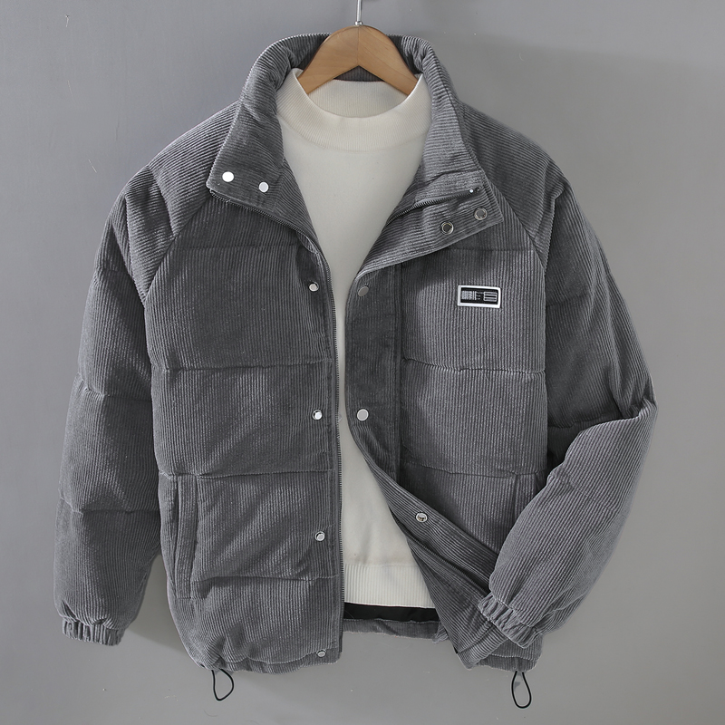 灯芯绒日系立领羽绒棉衣男士