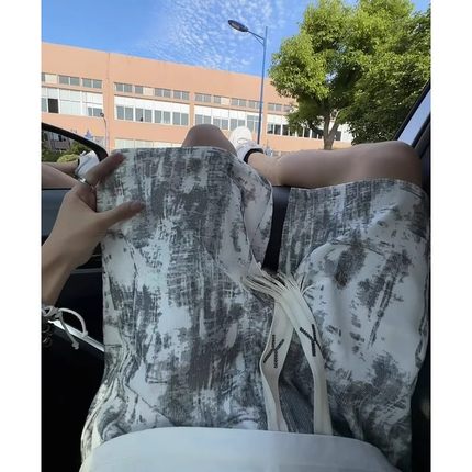 潮牌美式泼墨扎染短裤男女夏季复古脏脏裤子痞帅高级感运动五分裤