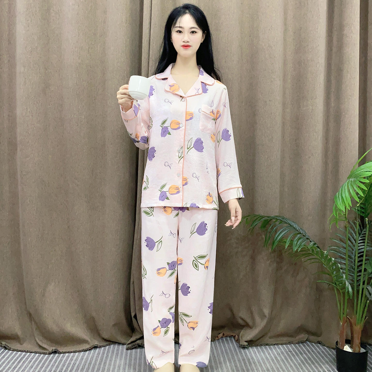 2025新款秋季睡衣女长袖长裤女孩初中生可爱慵懒休闲风家居服套装