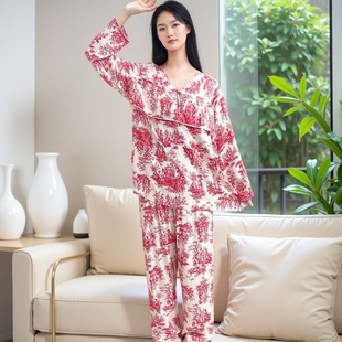 2025新款 Y157 人造棉防凸点睡衣女不带胸垫春夏季 棉绸家居服套装