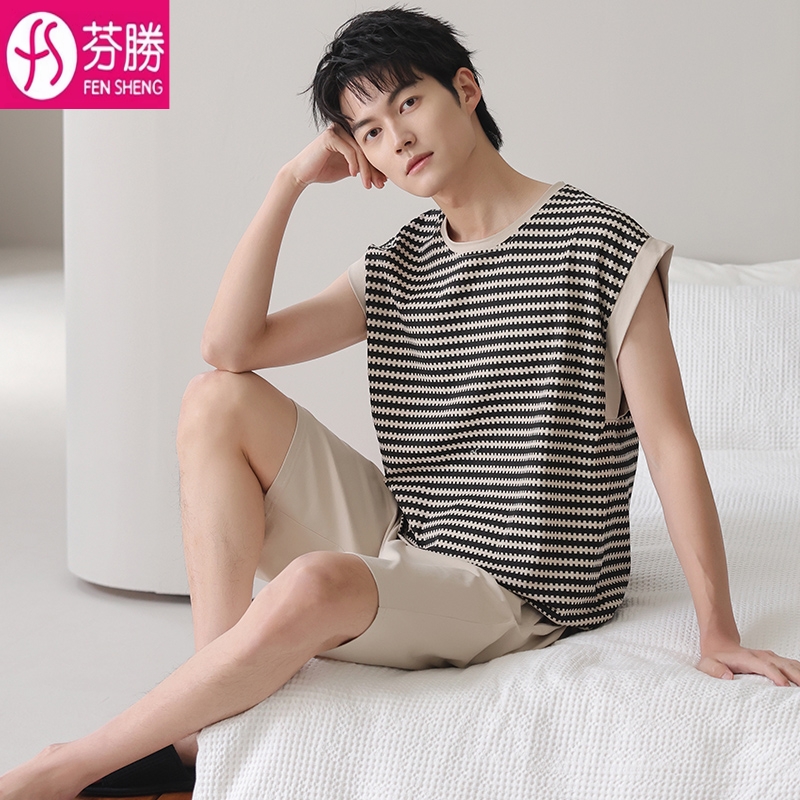 睡衣男款夏季纯棉背心短裤2025新款100%全棉夏天男士青年家居服薄