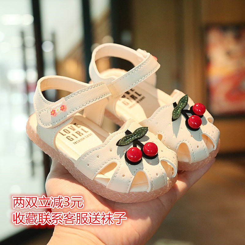 软底小童女童新款时尚包头凉鞋