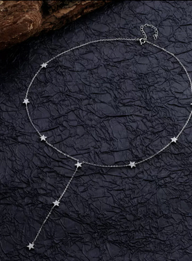 s925纯银星星锆石项链优雅镶嵌气质锁骨链原创设计时尚毛衣链