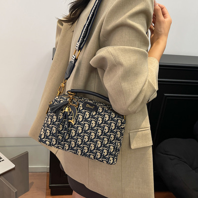 今年流行爆款包包女式2025新款小众刺绣老花枕头包百搭单肩斜挎包