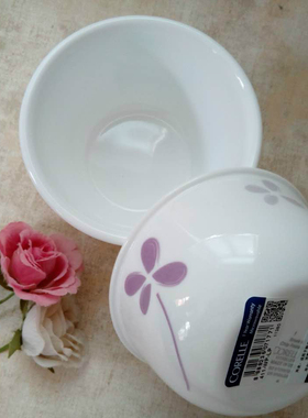 美国进口康宁餐具耐热玻璃CORELLE紫色幸运草316ml米饭碗411-WP