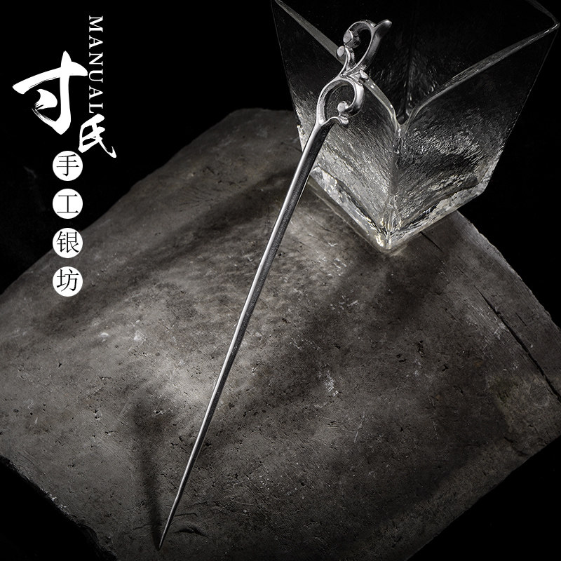 手工古典白蛇缘起发簪纯银99吕家定制双尖梅花加长款发饰汉服配饰