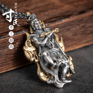 s999怒目金刚足银吊坠男女情侣送礼物民族风吊坠