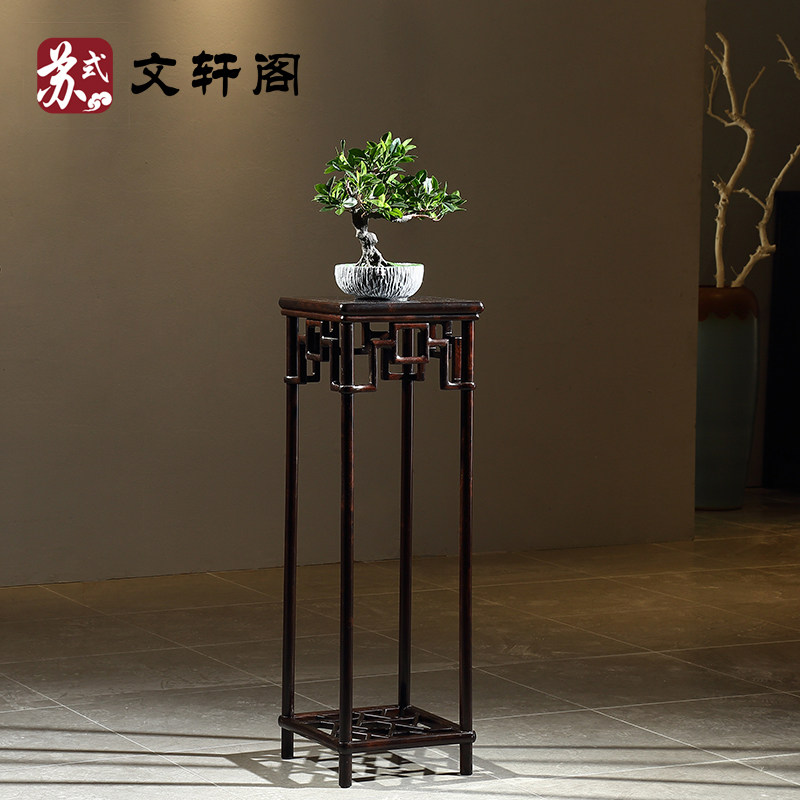 红木家具紫光檀方花架中式明式花几明清古典花盆架边几置物架