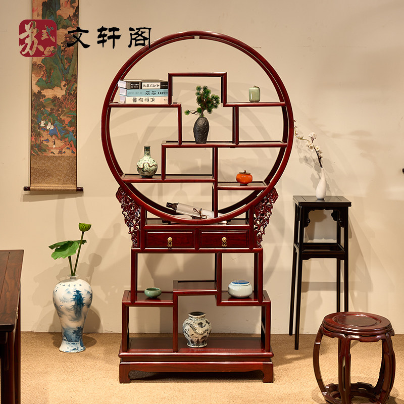 红木家具酸枝木博古架实木中式多宝阁仿古隔断古董架置物架陈列柜