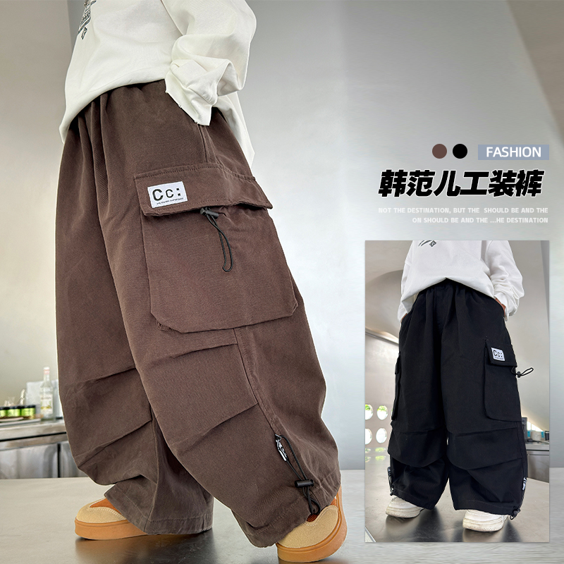 男童裤子工装裤春秋款2025新款儿童秋装大童男孩休闲长裤痞帅炸街