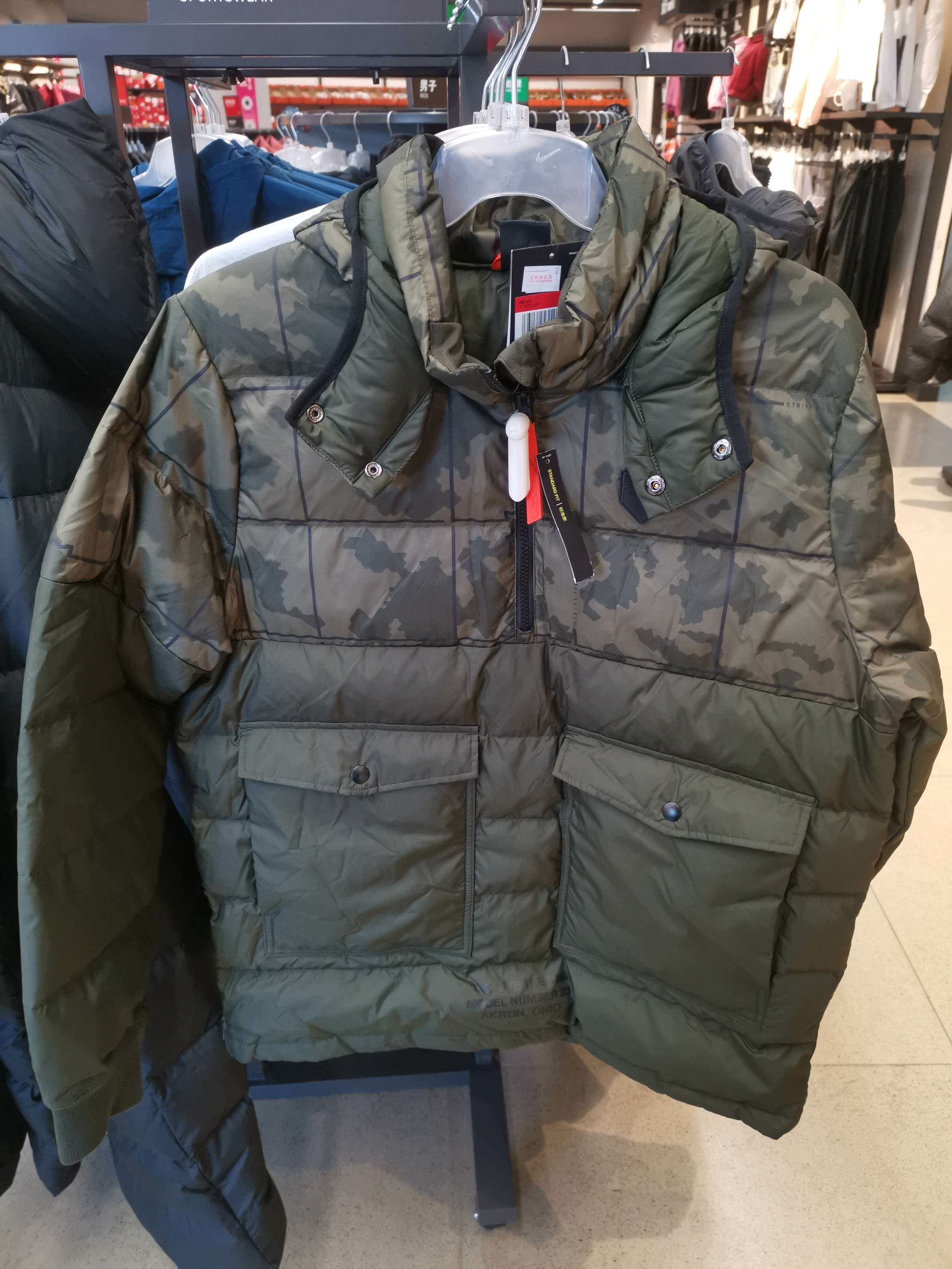 耐克半拉链连帽羽绒服