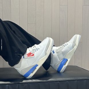 Jordan CT8532 复古篮球鞋 101 AJ3白蓝北卡蓝中帮男款 Air