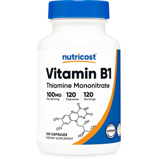 120粒胶囊 现货美国Nutricost VB1 维生素B1硫胺素 硝酸硫胺100mg
