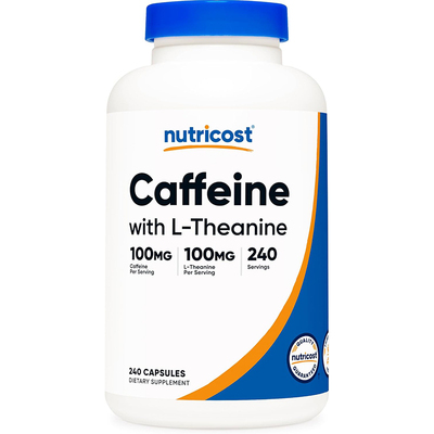 现货Nutricost Caffeine L-Theanine咖啡因含茶氨酸100mg 240粒