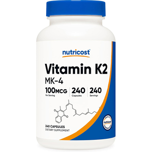 美国直邮Nutricost 维生素K2 100mcg MK-4 骨骼保健胶囊 240粒