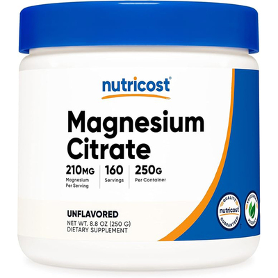 现货美国Nutricost Magnesium Citrate柠檬酸镁粉 原味210mg 250g