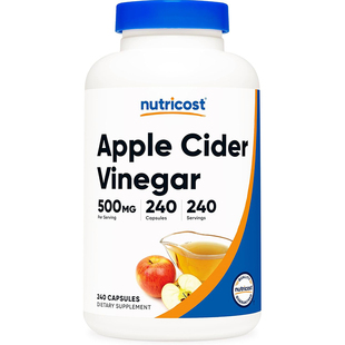 Cider Vinegar苹果醋胶囊500毫克240粒 Apple 现货美国nutricost