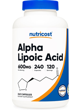 美国直邮Nutricost Alpha Lipoic Acid右旋硫辛酸600mg240粒胶囊