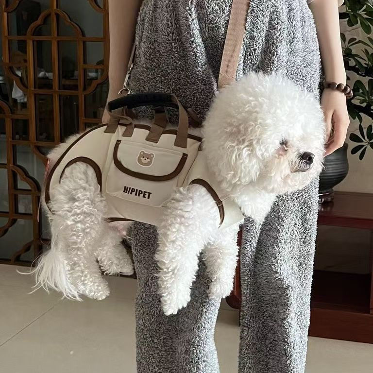 宠物背包狗狗外出便捷背包手拎包牵引绳透气出行单肩包多功能背包