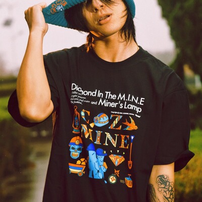 COZMINE 矿客兄弟 黑色圆领短袖 hiphop 嘻哈说唱街舞 挖矿cozbro