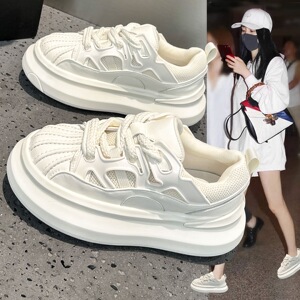 春季超火贝壳头小白鞋女2026新款爆款圆头厚底增高运动休闲面包鞋