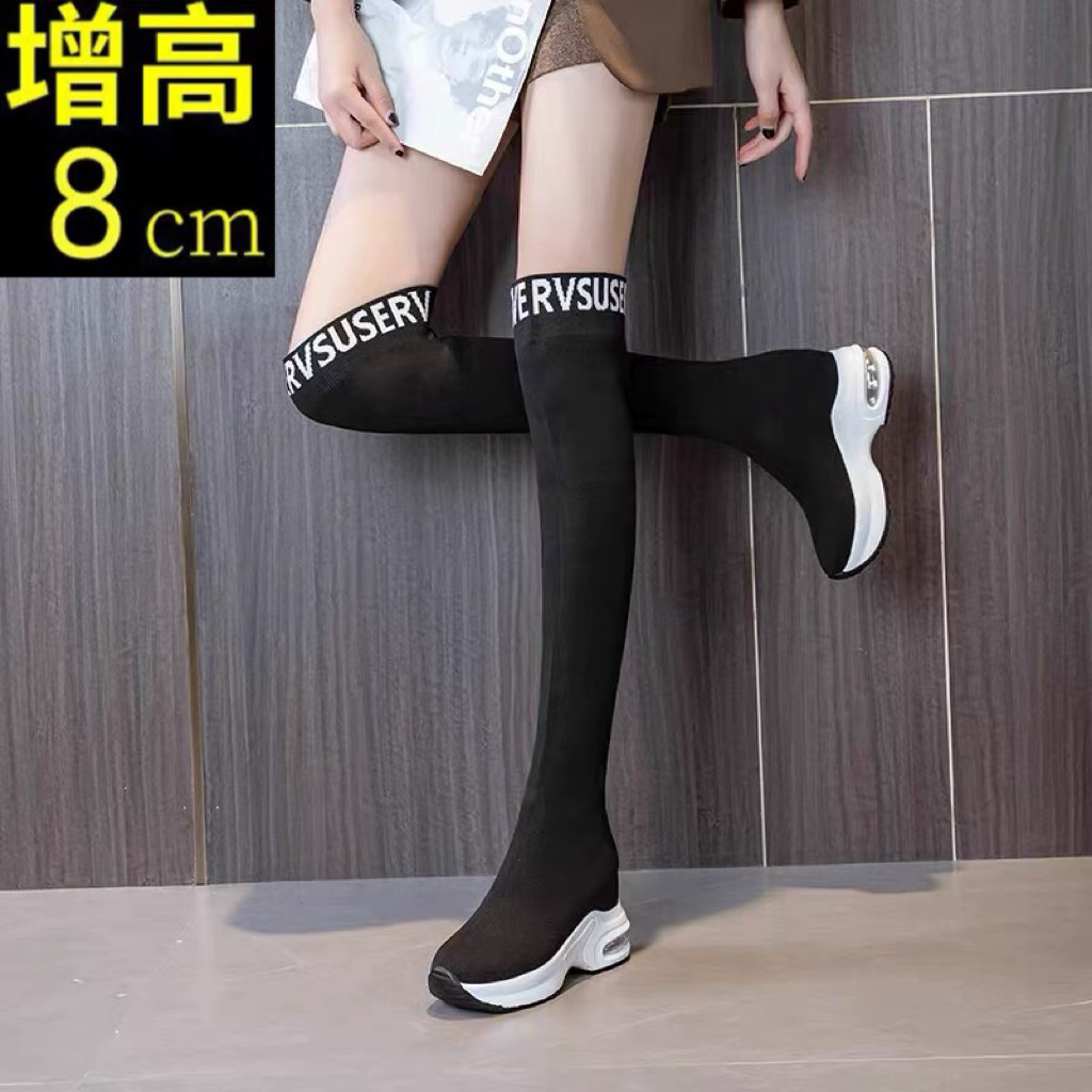 长筒过膝靴子女2025新款秋冬厚底高筒瘦瘦弹力袜子靴针织高跟长靴