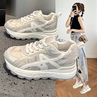 厚底阿甘鞋女2026春季新款爆款真皮百搭轻便软底小个子休闲运动鞋