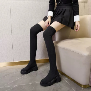 2025秋冬季新款网红过膝长靴子女弹力靴高筒靴时尚性感显瘦腿袜靴