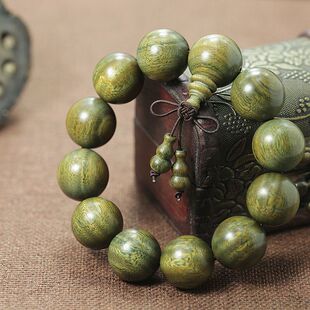汽车档位珠绿檀木佛珠手串文玩档把珠平安手链饰品轿车内挂件挂饰