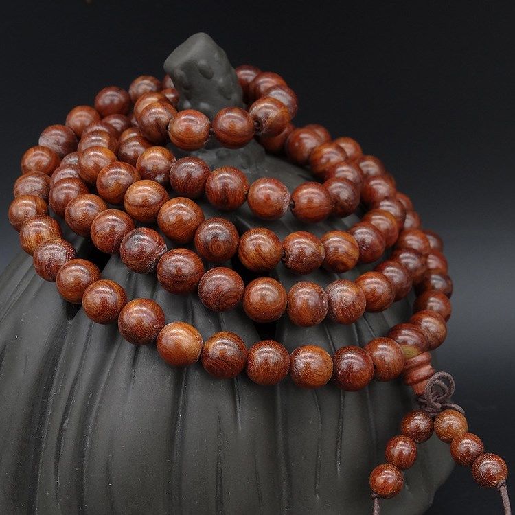 天然 正宗红檀木108颗珠手链文玩黑檀绿檀紫檀木项链念珠男女款