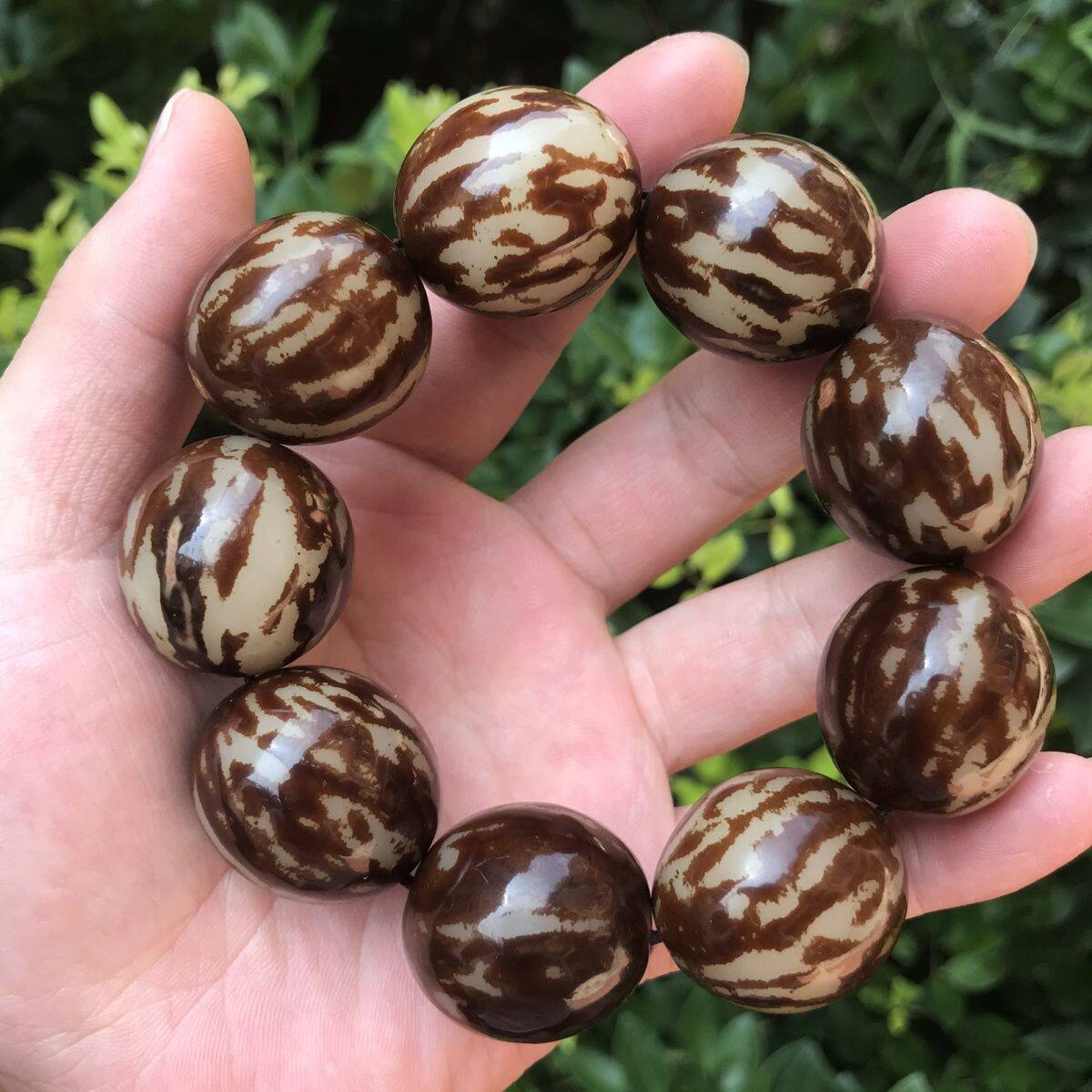 虎斑大花根菩提手串白菩提根原籽打磨手串大虎斑菩提手链佛珠文玩