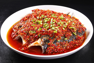 剁椒鱼头盘圆形陶瓷纯白色饭盘