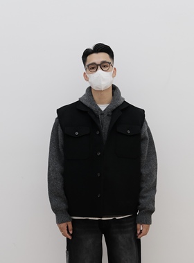 何青菜MCYY/慵懒松弛宽松双面羊绒无袖上衣氛围感搭配/羊毛马甲男