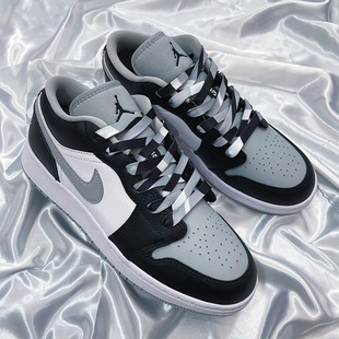 适配aj1AF1高低帮影子灰倒钩小扣碎烟灰三色拼接篮球板鞋鞋带绳