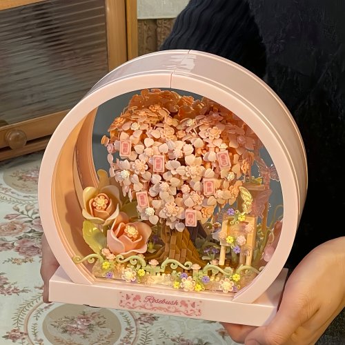 玫瑰花积木手工diy发光相框立体创意摆件闺蜜生日礼物女生高颜值