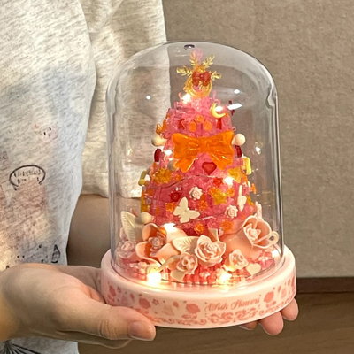 发光圣诞树积木桌面创意3d立体拼图摆件手工diy圣诞节礼物送女生