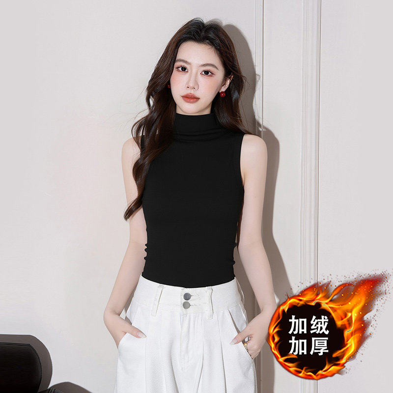 黑色高领吊带背心女内搭秋冬季新款加厚保暖修身无袖打底外穿上衣,女装/女士精品,背心吊带,淘宝优惠券,粉丝福利购,淘宝优惠卷