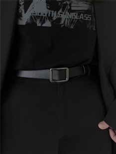 皮带黑色银扣男女通用牛仔裤 饰休闲西装 带 无孔腰带潮ins装 回馈