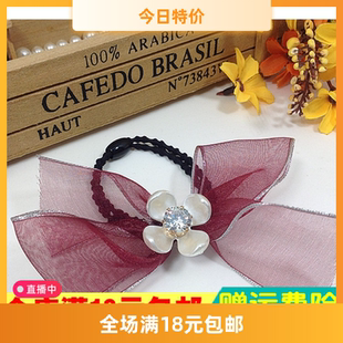 南韩国气质水晶头绳皮套皮筋发绳头饰发饰韩版发圈时尚可爱蝴蝶结