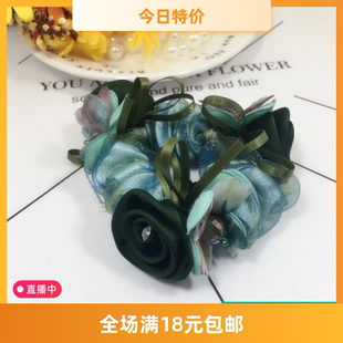 南韩版日韩国头绳发绳发圈皮筋布艺花朵绢纱雪纺头饰发饰优雅气质