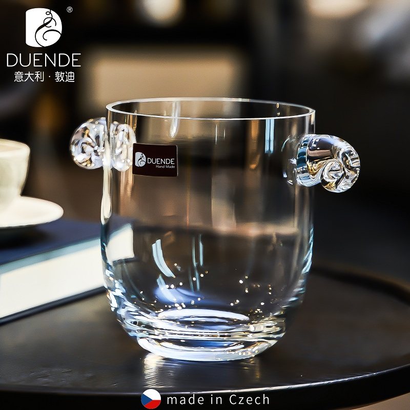 DUENDE水晶玻璃家商用小号冰桶冰镇制红酒香槟桶冰块粒桶酒吧啤酒