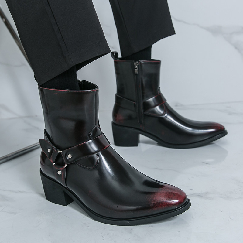 夜场DJ演出高跟皮靴英伦风马丁靴