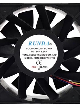 RUNDA润达RD1238B24VH-FPS 12038 24V1.9A增压高端变频器散热风扇