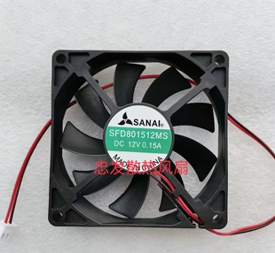 SANAI全新SFD801512MS DC12V0.15A8cm8015红酒柜冰箱恒温散热风扇