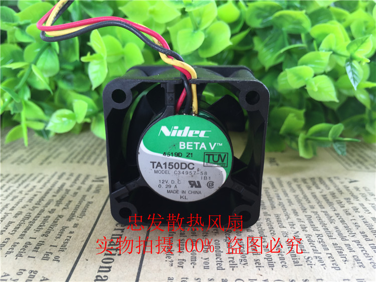 原装Nidec TA150DC C34957-58 12V 4028 3线测速散热风扇4CM厘米